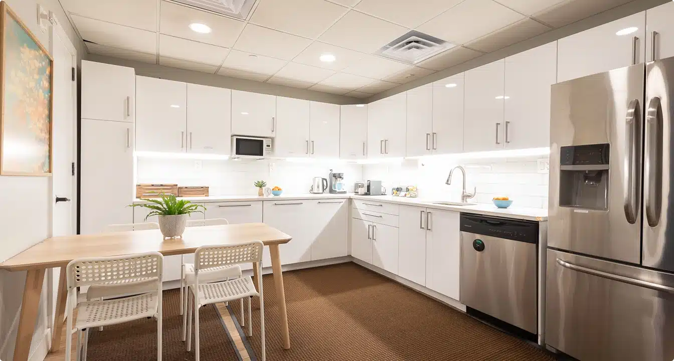 Modern kitchen with white cabinets